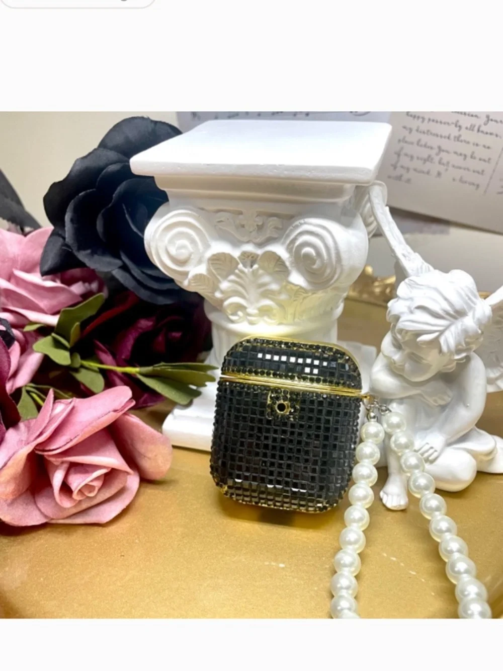 2 items.AirPods 1/2/PRO1 luxury Rhinestone bling Case with pearl chain